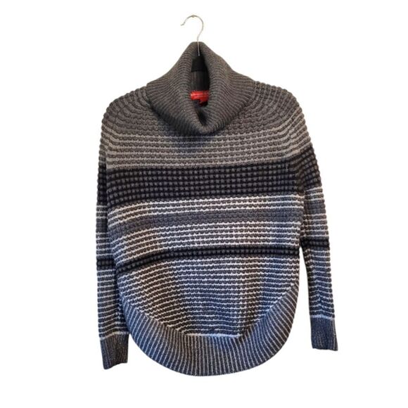 Krimson Klover Grey Striped Bubble Texture Turtleneck Sweater - Picture 1 of 5